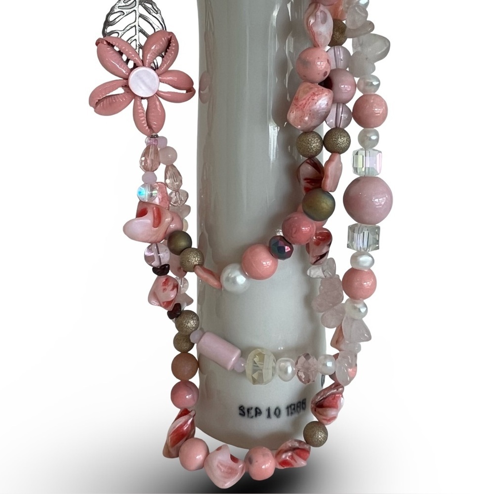 Pink Lucite Beaded Necklace
